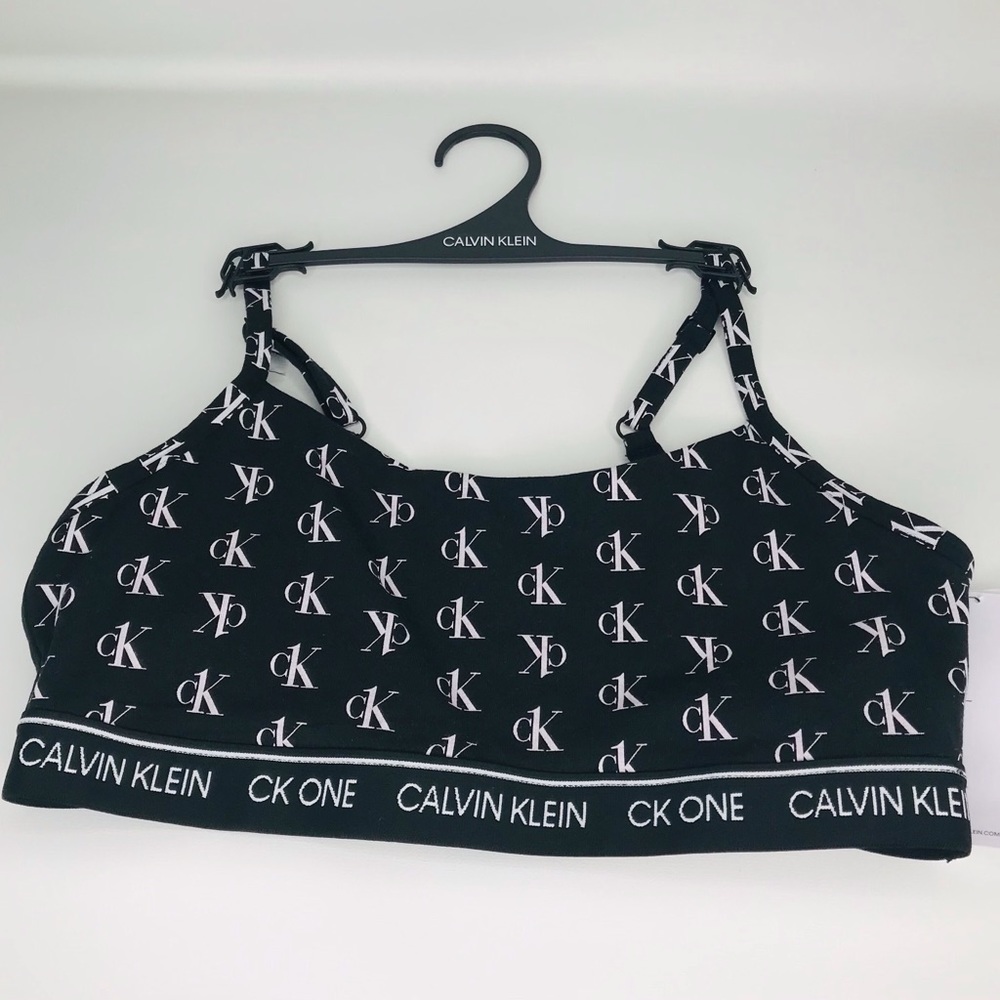 Calvin Klein One LBlack Unlined Logo Adj Strap Bra